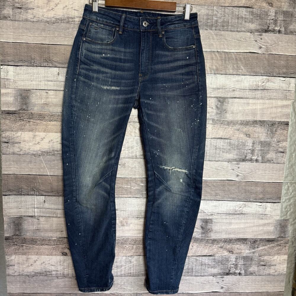 G-Star Raw Arc 2.0 3D Mid Boyfriend Women's Jeans Paint Splatter Distressed 25